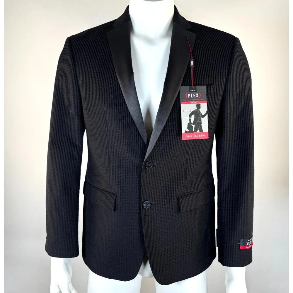 Van Heusen FLEX Textured Tuxedo Slim Fit Jacket Mens 40S NWT Lined Double-vented